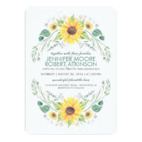 Sunflowers Rustic Country Wedding Card