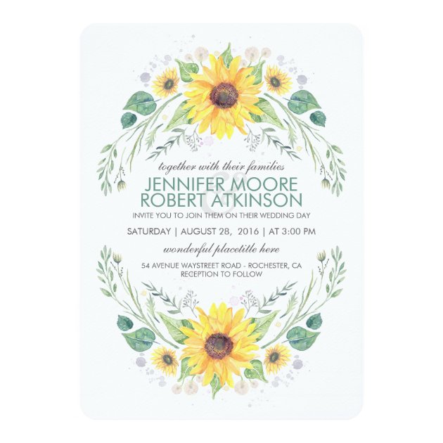Sunflowers Rustic Country Wedding Invitation