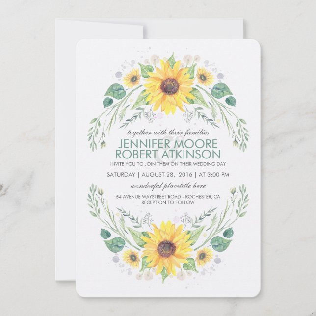 Sunflowers Rustic Country Wedding Invitation (Front)