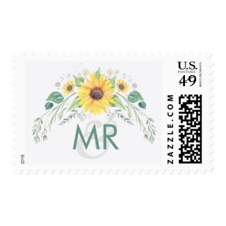 Sunflowers Rustic Country Wedding Postage