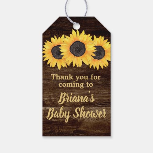 Sunflowers Rustic Fall Favors Gift Tags Wood