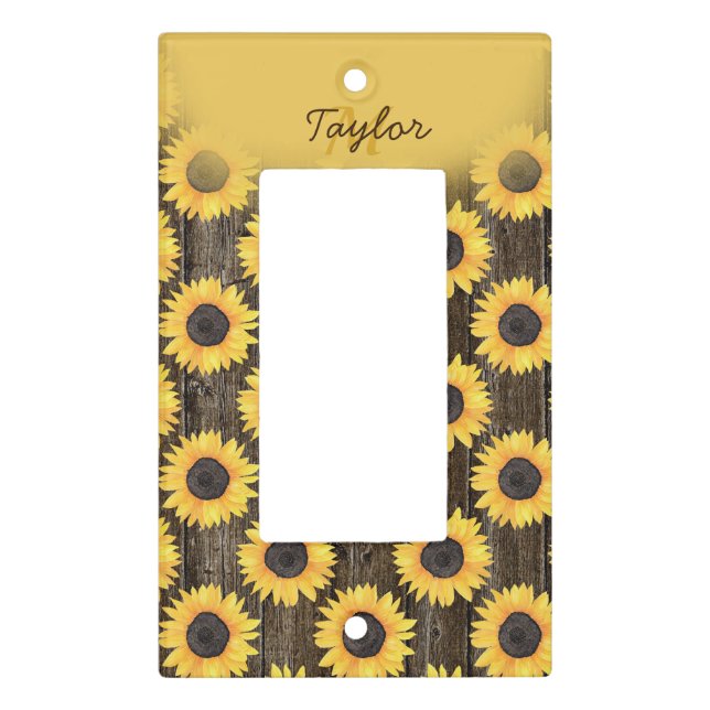 Sunflowers Rustic Fall Wood Baby Shower Light Switch Cover (Front)