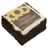 Sunflowers Rustic Fall Wood Bridal Shower Brownie (Angled)