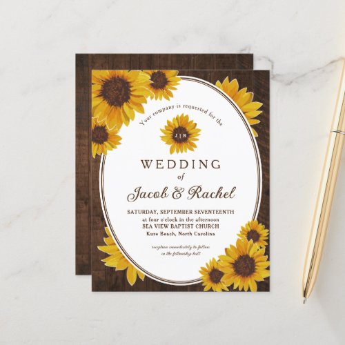 Sunflowers Rustic Farmhouse Wedding Invitation