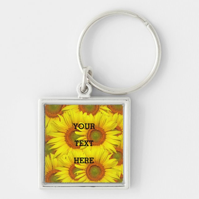 Sunflowers Rustic Floral Summer Yellow Weddings Keychain (Front)