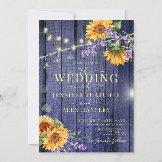 Sunflowers Rustic Floral Wedding Invitation (Front)
