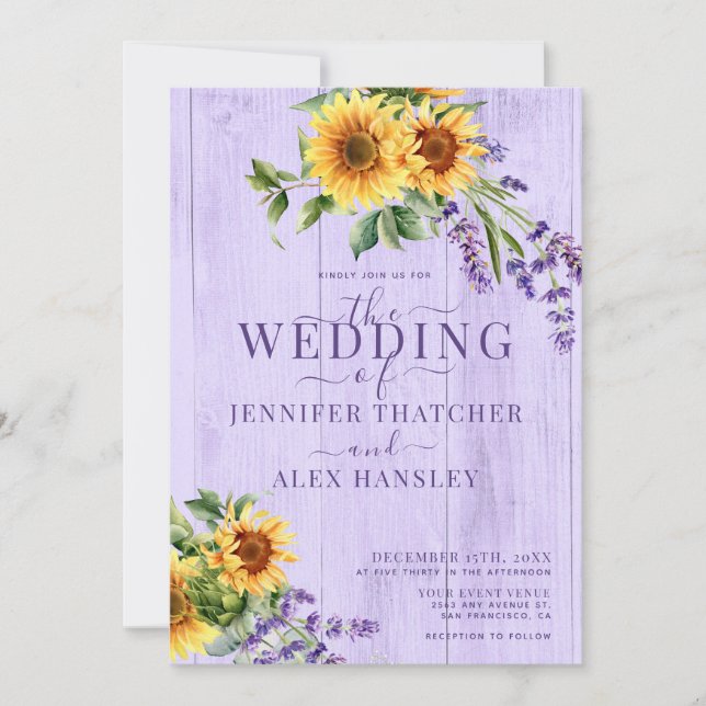 Sunflowers Rustic Floral Wedding Invitation (Front)