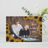 Sunflowers Rustic Mothers Day Photo Card (Standing Front)