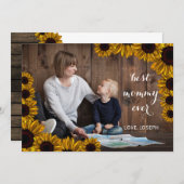 Sunflowers Rustic Mothers Day Photo Card (Front/Back)