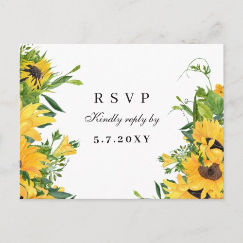 Sunflowers Rustic RSVP Custom Meals Song Wedding Postcard