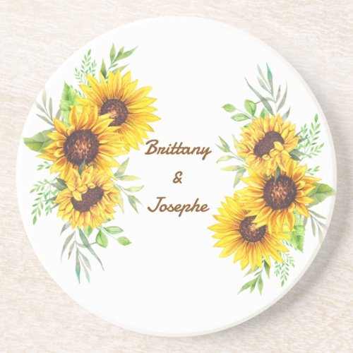 Sunflowers Rustic Vintage Sandstone  Coaster