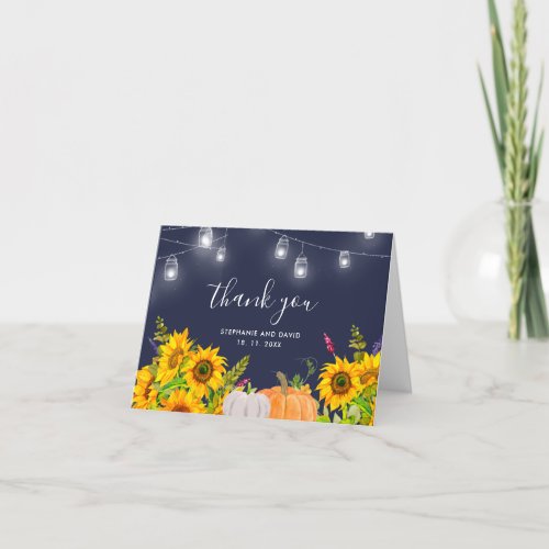 Sunflowers Rustic Wedding Folded Thank You Card