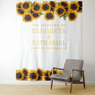 Sunflowers rustic wedding photo booth backdrop