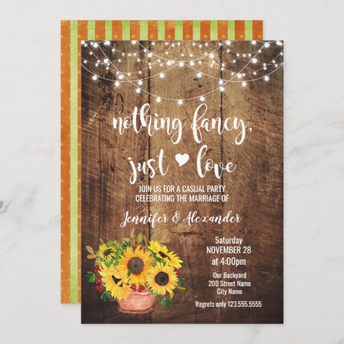 Sunflowers Rustic Wedding Reception Invitation