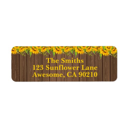 Sunflowers Rustic Wedding Return Address Labels