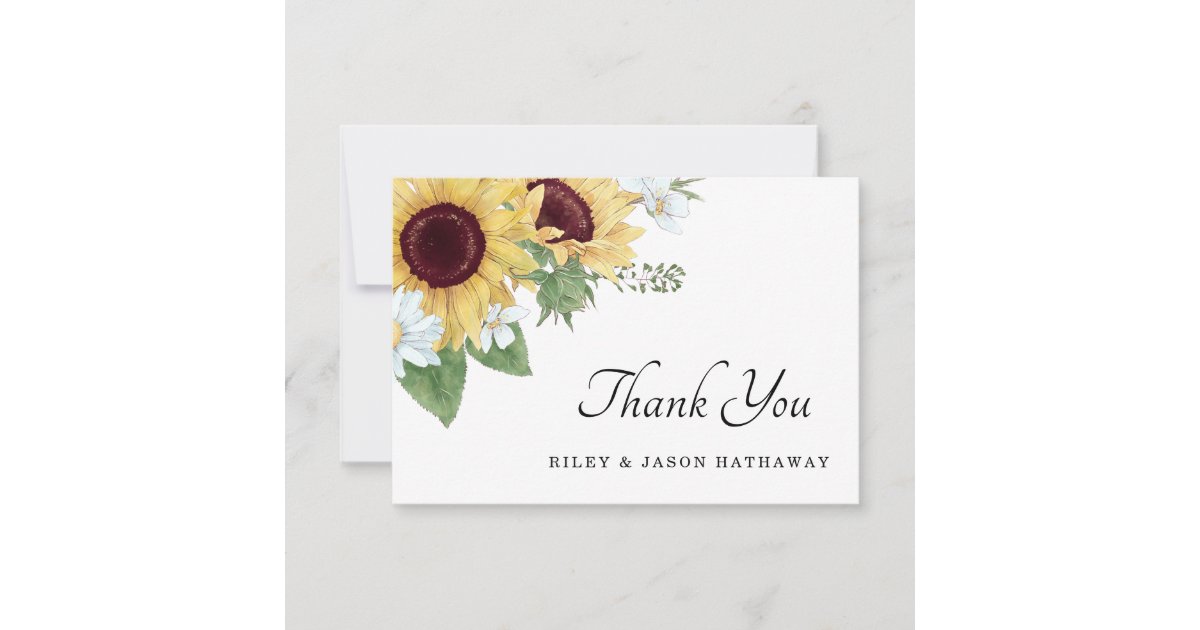 Sunflowers Rustic Wedding Thank You Card | Zazzle