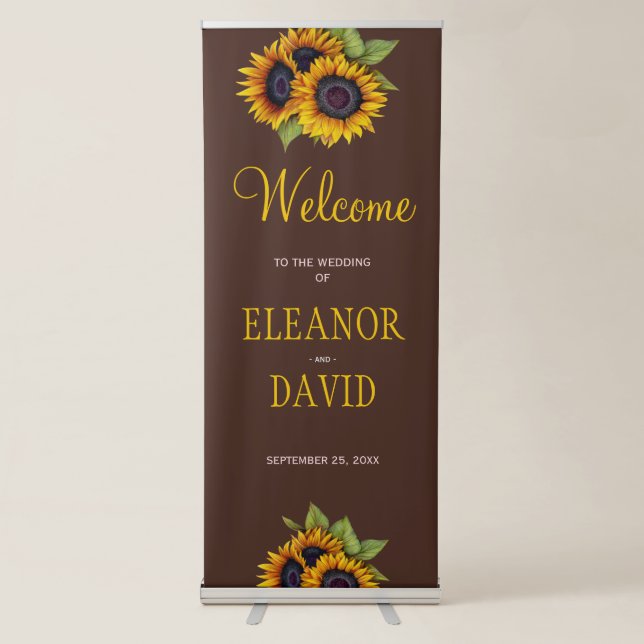Sunflowers rustic welcome reception wedding sign (Front)