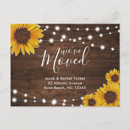 Sunflowers Rustic Weve Moved Moving Announcement Postcard