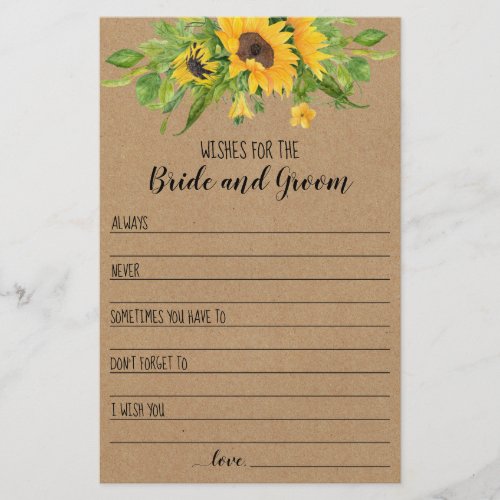 Sunflowers Rustic Wishes for the Couple Card Flyer