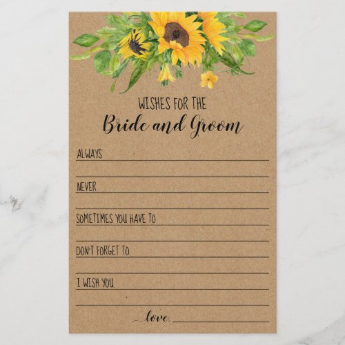 Sunflowers Rustic Wishes for the Couple Card Flyer