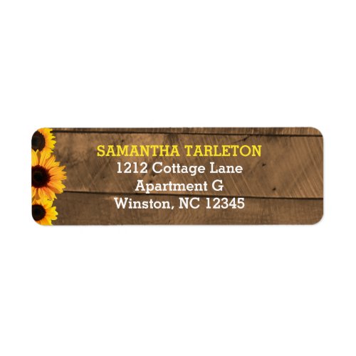 Sunflowers  Rustic Wood Address Labels