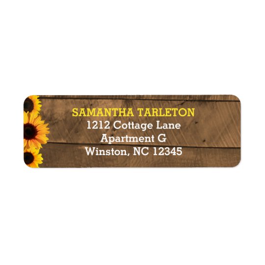 Sunflowers & Rustic Wood Address Labels
