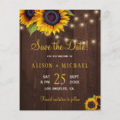 Sunflowers rustic wood budget save date wedding (Front)