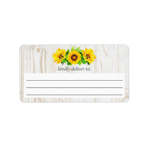 Sunflowers & Rustic Wood Country Large Write-On Label