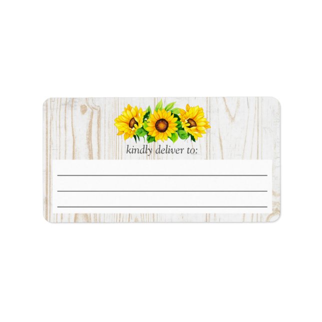 Sunflowers & Rustic Wood Country Large Write-On Label (Front)