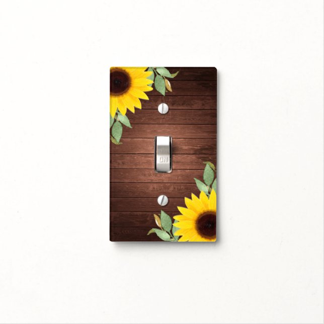 Sunflowers Rustic Wood Elegant Country Chic Cute Light Switch Cover (In Situ)