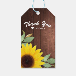 Sunflowers Rustic Wood Elegant Country Wedding Gift Tags