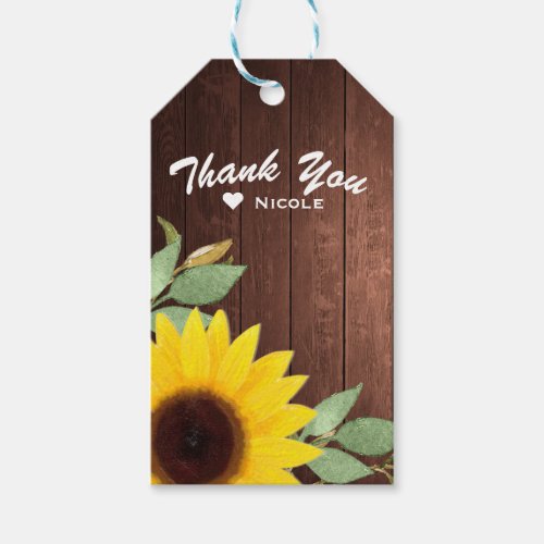 Sunflowers Rustic Wood Elegant Country Wedding Gift Tags