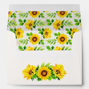 Sunflowers & Rustic Wood Pattern Party Invitation Envelope by CyanSkyCelebrations at Zazzle