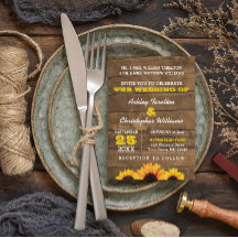 Sunflowers & Rustic Wood Wedding Invitation
