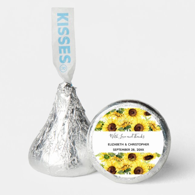 Sunflowers Rustic Yellow Floral Wedding Hershey®'s Kisses® (Front)