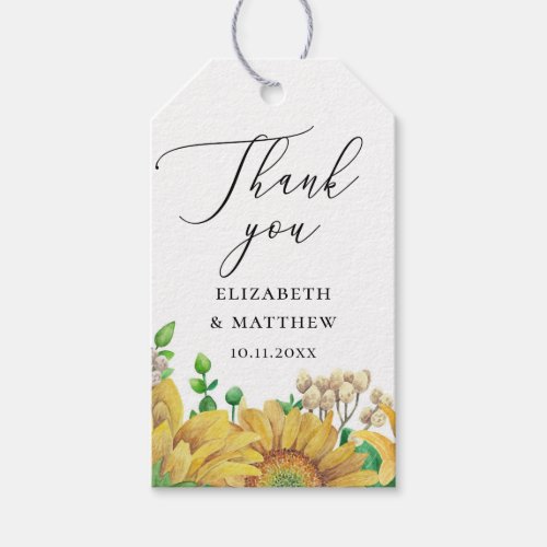 Sunflowers Rustic yellow floral wedding thank you Gift Tags