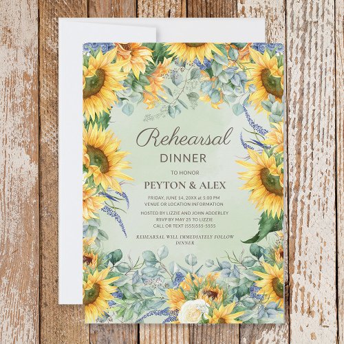 Sunflowers Sage Green Eucalyptus Leaves Rehearsal  Save The Date
