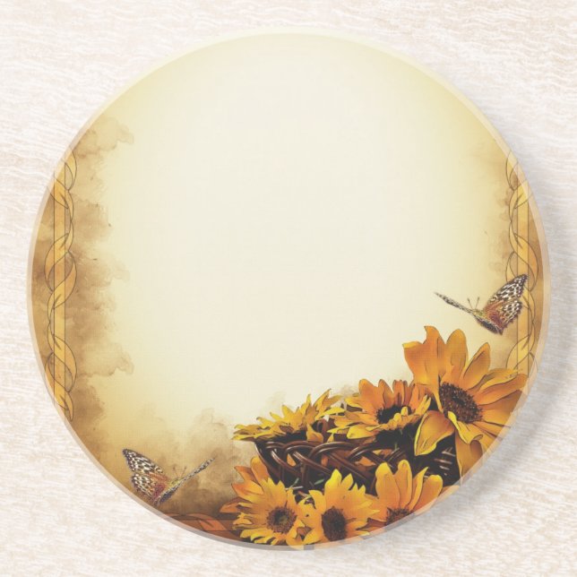 Sunflowers Sandstone Coaster (Front)