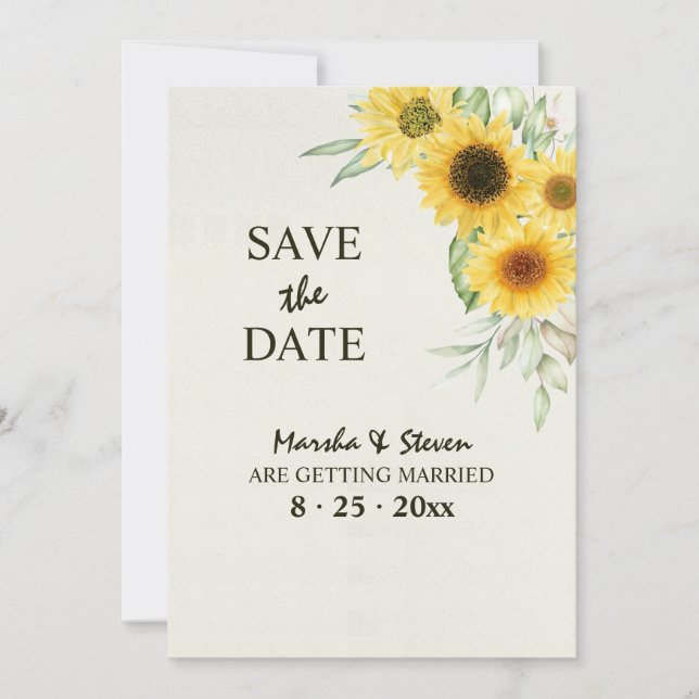 Sunflowers Save the Date Announcement (Front)