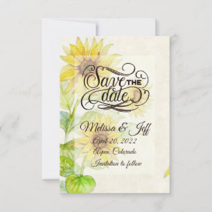 Sunflowers save the date invitation