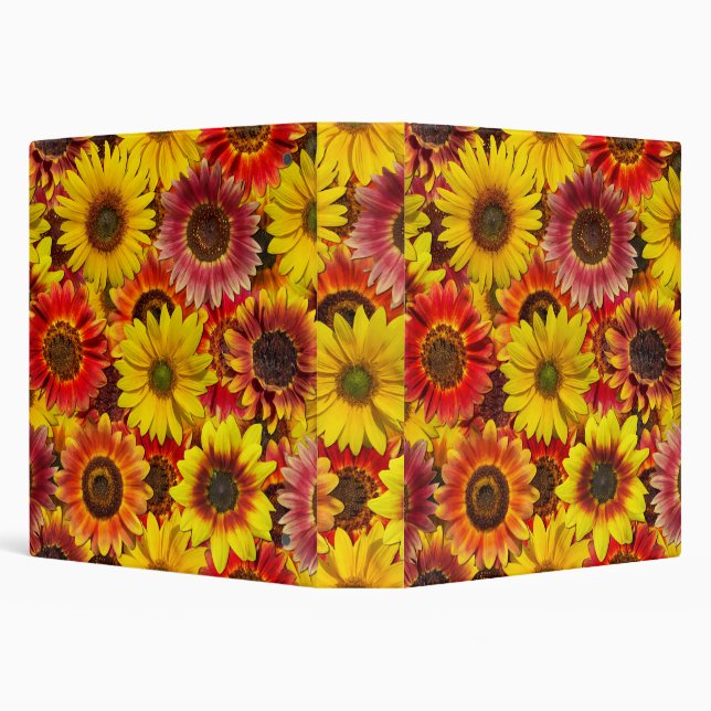 Sunflowers Seamless Pattern 3 Ring Binder (Background)