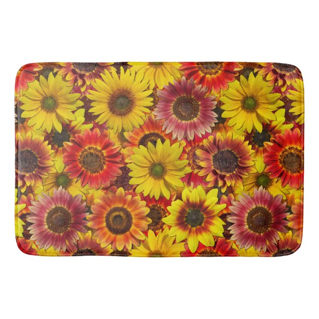 Sunflowers Seamless Pattern Bath Mat (Front)
