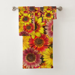 Sunflowers Seamless Pattern Bath Towel Set