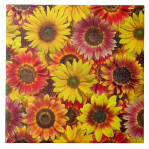 Sunflowers Seamless Pattern Ceramic Tile