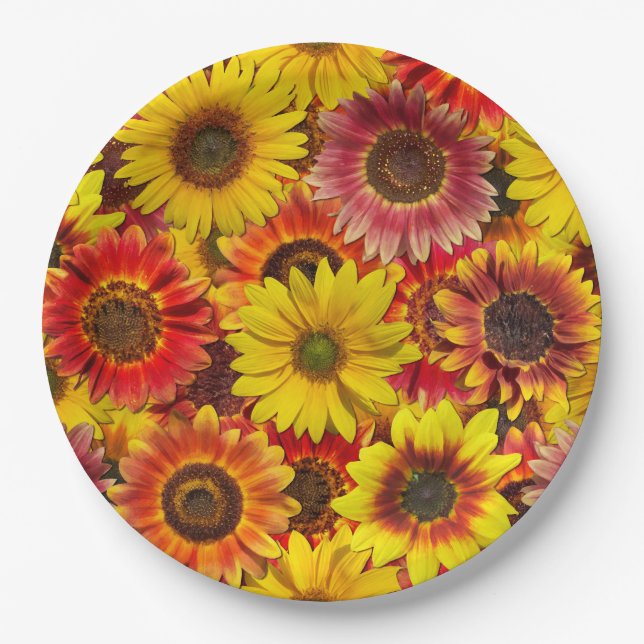 Sunflowers Seamless Pattern Paper Plates (Front)