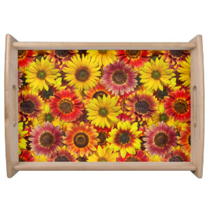 Sunflowers Seamless Pattern Serving Tray