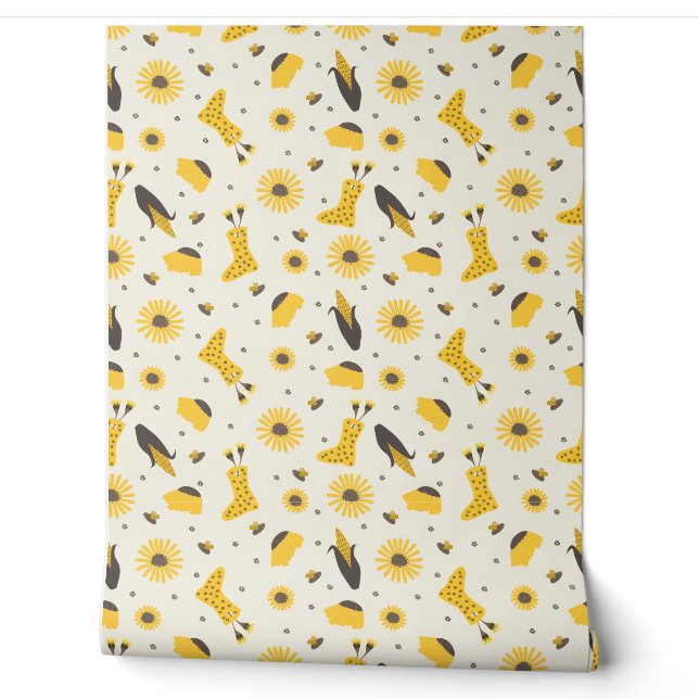 sunflowers  seamless pattern wallpaper  (Unrolling)