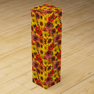 Sunflowers Seamless Pattern Wine Box