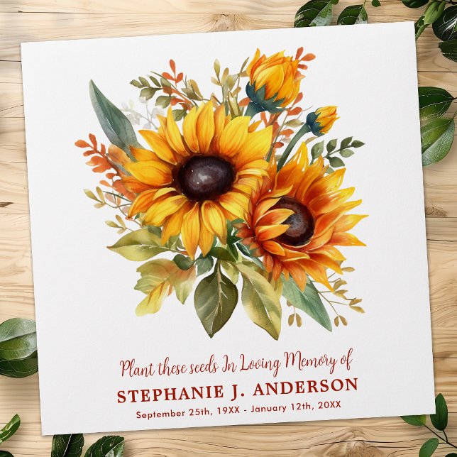 Sunflowers Seed Packet Custom Funeral Memorial  Envelope (Creator Uploaded)