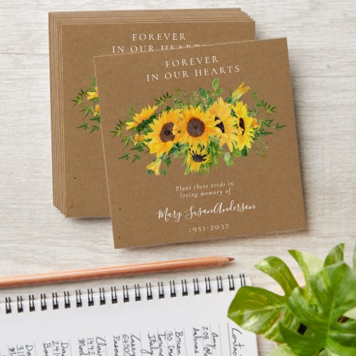 Sunflowers Seed Packet Memorial Funeral  Envelope
